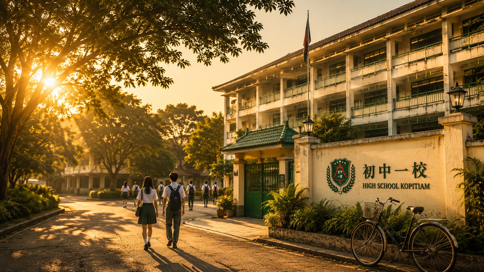 初中一校校园主题咖啡馆封面